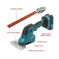 Taille-haie électrique portable 21V au lithium 2-en-1 sans fil, mini cisaille à gazon pour jardin