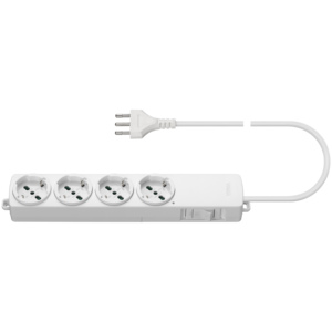 Multiprise 4 prises blanche avec interrupteur pour usage domestique et professionnel - Product Image 1