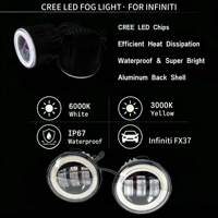 Vente en gros de phares antibrouillard LED Angel Eye bicolores 20W 9-30V 26150-1CA0A pour Infiniti FX37 Luxury Sport SUV, pièces de rechange