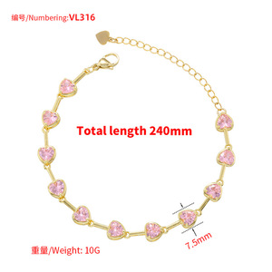 مجوهرات الهيب هوب للنساء مثلجة مطلية بالذهب سوار معصم ماسي قابل للتعديل جليد مكعب زركونيا أساور تنس على شكل قلب - Product Image 5