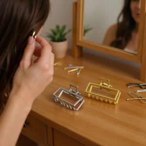 Pince à cheveux rectangulaire Angelina 4,5 cm en alliage de zinc, accessoire de mode pour femme, usage quotidien - Product Image 2