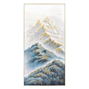 Декоративная картина в стиле импрессионизма с пейзажем и павлином, синяя, в китайском стиле, высококачественная, в раме, на холсте, оригинальное настенное искусство для гостиной - Product Image 5