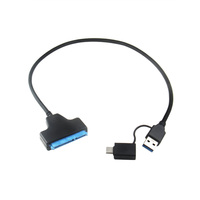 Cable SATA a USB 2 en 1 USB 3,0 tipo C A Adaptador SATA III para adaptador de disco duro SSD HDD de 2,5 pulgadas