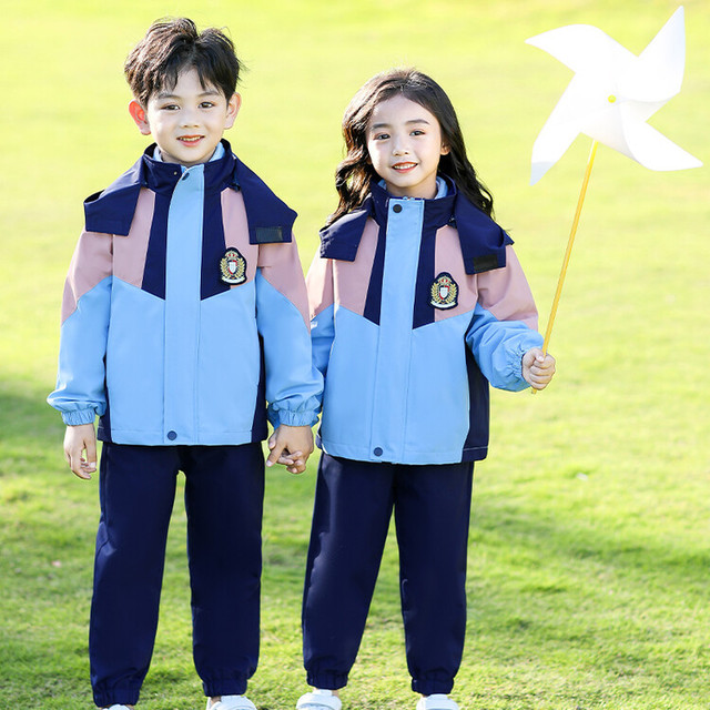 Primary School Winter Uniform Set for Children Unisex Fleece Windbreaker with Custom Logo Available