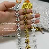 Guirlande de 9 m à perles étoilées en plastique avec strass AB de 15 mm, pour suspendre sur le sapin de Noël, les rideaux de mariage, les portes, les décorations de maison, de luxe, faites à la main
