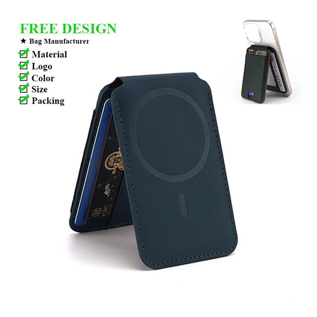 Mag Safer Wallet Phone Magnetic Smart PU Leather Business Credit Card Holder Stand No Closure