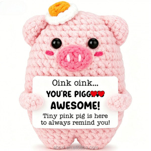 Vente en gros : Nouvelle collection de mini-porcs en crochet amusants et émotionnels, avec message positif, pour la promotion en gros. - Product Image 2