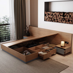 <span class=keywords><strong>Letto</strong></span> Tatami Moderno in MDF con Cassetti, Set Camera da <span class=keywords><strong>Letto</strong></span> King Size, <span class=keywords><strong>Letto</strong></span> <span class=keywords><strong>Matrimoniale</strong></span> con Pannelli in Legno, Design <span class=keywords><strong>Elegante</strong></span> - Product Image 4