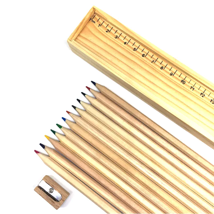 Cina EN71-3 i migliori regali pubblicitari 12 pezzi Set di matite colorate in scatola di legno