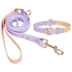 Ensemble collier et laisse pour chien en PVC réglable de luxe personnalisé, imperméable avec impression personnalisée et rubans pour la promenade des chiens - Product Image 4