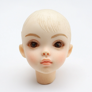 Teste di bambole personalizzabili fai da te per giocattoli da bambina, in vinile PVC, altezza 48 cm, testa di bambola con pelle liscia e trucco occhi blu - Product Image 2