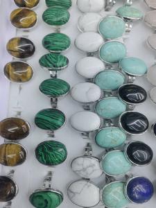 Precio de fábrica al por mayor, anillo de dedo ajustable, anillo de piedras preciosas naturales, anillos de ópalo de amatista de obsidiana negra para mujeres y hombres - Product Image 5