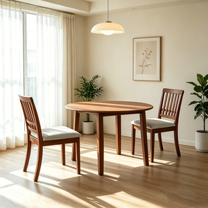 Set da Pranzo Moderno a 3 Pezzi <span class=keywords><strong>con</strong></span> <span class=keywords><strong>Tavolo</strong></span> Rotondo Salvaspazio in Legno e 2 <span class=keywords><strong>Sedie</strong></span> <span class=keywords><strong>per</strong></span> <span class=keywords><strong>Cucina</strong></span> - Product Image 2