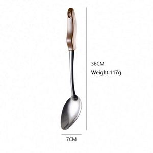 Hot Selling Stainless Steel Wooden Pattern Handle <b>Serving</b> <b>Spoon</b> Spatula Kitchen Utensil Set Kitchen Tool Set Cooking Utensil Set - Product Image 5