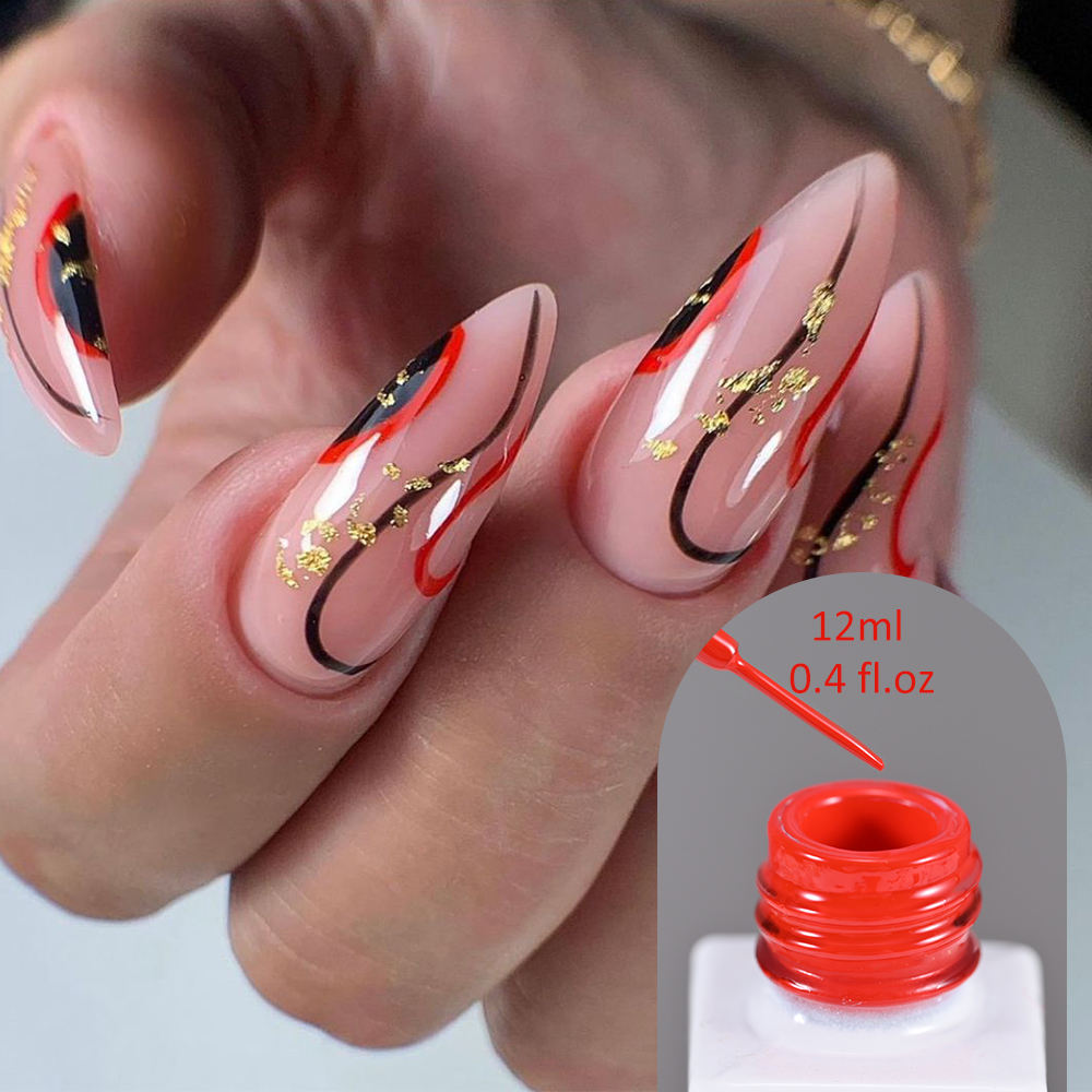 12ML 리플렉티브 글리터 골드 라인 젤 네일 폴리시, 반영구 UV 네일