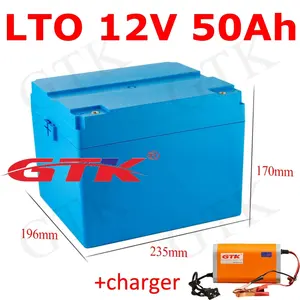 Paquete de batería de titanato de litio LTO 12V 50AH celdas LTO 25000 cycyls para RV Solar Car arranque scooter silla de ruedas + cargador 10A