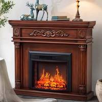 Cheminée électrique en bois massif de style français, blanc, avec flamme simulée, pour la décoration du salon de villa ou d'hôtel