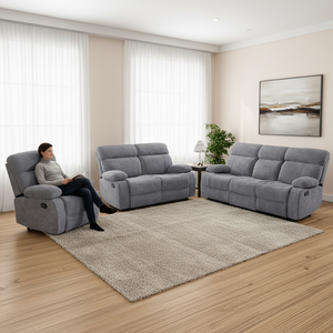 Juego de sofás reclinables para el hogar a precio mayorista, sofá de tela elástica con capitoné y esponja, ideal para apartamentos. - Product Image 2