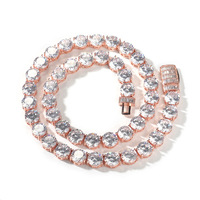 Chaîne Tennis 10 mm en Zircon Cubique 5A, Collier Bling Hip Hop à Rangée Unique Grande Taille pour Femmes et Hommes