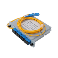 Peralatan FTTH 1*9 1:9 1 ke 9 Hybrid Cassette PLC Splitter SC APC Input dan 70%:30% Output dengan Pigtail Optical Splitter 1,5m