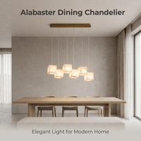 Lustre multi-têtes en albâtre naturel, lumière LED chaude, cadre métallique personnalisé, lampe suspendue pour villa, escalier