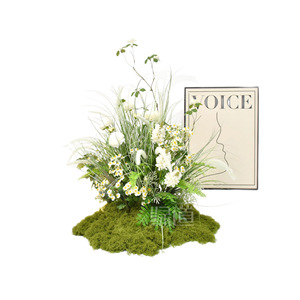 Ramo de Flores Artificiales Greenway con Musgo y Flores Blancas para Decoración de Interiores - Product Image 5