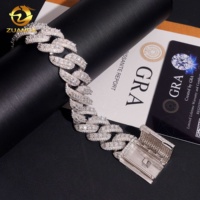 Chaîne cubaine en moissanite avec fermoir boîte, argent 925, 20 mm, collier cubain Miami glacé, bijoux hip-hop pour hommes