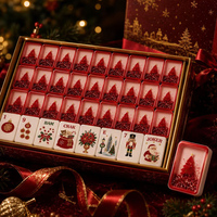 Set Mahjong Amerika Premium 160 Ubin Desain Natal Quicksand Liquid Glitter Merah Hijau 2 Lapis Ubin Mahjong Akrilik Hijau