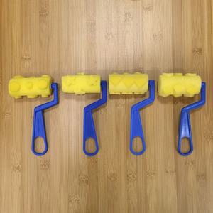 Grand <span class=keywords><strong>pochoir</strong></span> jaune en forme de 7 tampons à rouleau éponge pinceau à peinture manche en plastique fournitures d'art - Product Image 6