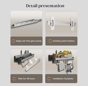 <strong>Spice</strong> <strong>Rack</strong> Hanging <strong>Spice</strong> <strong>Rack</strong> Kitchen Shelf Wall No Drilling <strong>Spice</strong> Organiser with Knife Slot Hook Cup Kitchen Shelf Wall - Product Image 6
