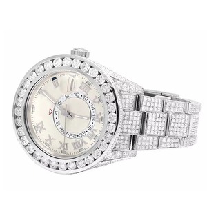 Montres à quartz personnalisées Drioshipping Grown Watch Diamond, couleur noir et blanc, sertissage pavé, acier inoxydable, pour hommes - Product Image 3