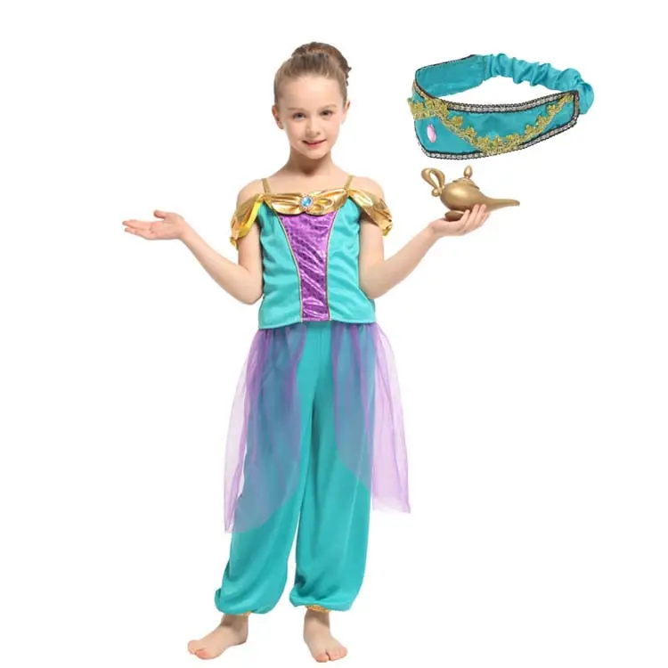 Toptan giyim Aladdin canlı eylem Deluxe süslü kız elbisesi kostümleri Chinas 4-12Y HCAL-013