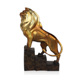 Brass Lion Figurine Golden Bronze Office Desk Decoration Gift Creative Art Sculpture - Product Image 5