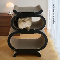 Grand grattoir vertical moderne pliable multi-niveaux résistant à l'usure avec design intégré pour aiguiser les griffes, utilisation intérieure, en carton, 71,5 cm, pour chat