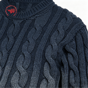 Suéter <span class=keywords><strong>de</strong></span> <span class=keywords><strong>cuello</strong></span> alto <span class=keywords><strong>de</strong></span> punto trenzado azul degradado para <span class=keywords><strong>hombre</strong></span>, prendas <span class=keywords><strong>de</strong></span> punto casuales con efecto ombré lavado - Product Image 6