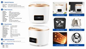 Lave-vaisselle compact de comptoir pour 2 couverts avec réservoir d'eau amovible, 360 °   Séchage à chaud par pulvérisation, technologie PTC, 4+2 programmes de lavage - Product Image 2