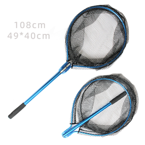 Épuisette de pêche pliable OEM en aluminium de 108 cm avec filet en nylon et maille plastique 37*32 cm - Product Image 1