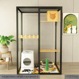 2024 Anpassbarer Luxus-Katzen käfig Großes Katzen haus aus gehärtetem Glas aus massivem Muster Haustier-Katzen villa zum Wohnen Fabrik preis - Product Image 5