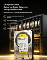 Disque Dur de Surveillance d'Entreprise à Livraison Rapide Gold Enterprise 3.5" SATA 7200RPM CMR 1TB-4TB pour CCTV DVR NVR NAS Ordinateur de Bureau Karaoké