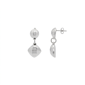 Wholesale Modern Geometric <b>Silver</b> Drop <b>Earrings</b> Stainless Steel Minimalist Dangle Jewelry Plain Ball <b>Stud</b> Faceted Drop <b>Earrings</b> - Product Image 1