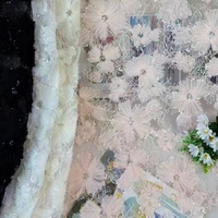 Tissu de Robe de Mariée Américaine/Européenne Très Vendu, Magnifique Dentelle en Maille Transparente Élastique Brodée de Paillettes, Écologique