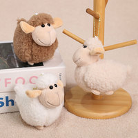 Porte-clés en peluche mouton mignon et moelleux, personnalisable avec logo OEM, mascotte du zodiaque, jouet en peluche pour cadeau, vente en gros