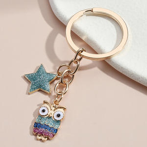 New Fashion Metal &amp; Alloy <strong>Keychain</strong> with Enamel <strong>Owl</strong> and Crystal Rhinestone Colorful Bling Keyring for Bag Pendant Decoration - Product Image 5