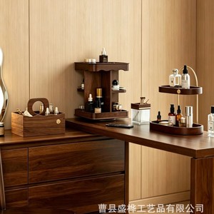 Wooden Desktop Cosmetic Storage <b>Box</b> Solid Color A-414 For <b>Makeup</b> Jewelry Perfume Skincare Organizers - Product Image 4