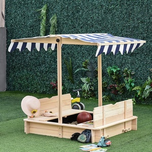 Cabaña de arena de madera maciza y lona para exteriores, cubierta de juego de arena, muebles de exterior ajustables - Product Image 6