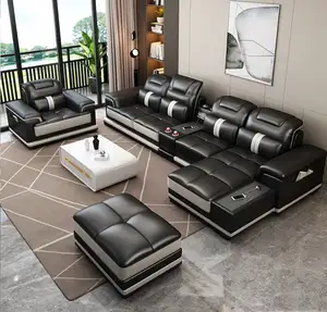 وحدات أو أريكة حديثة مقطعية زاوية جلدية لغطاء القماش على شكل l 7 مقاعد للمنزل