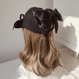 Ultima moda aggiornata femminile donna cappellino da Baseball nero cappello da golf da papà cappello da camionista con fiocco di raso - Product Image 6