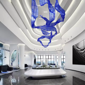 Ribbon Shape Decorative Pendant <b>Light</b> Hotel Lobby Banquet Custom Large Luxury Chandelier - Product Image 3