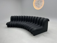 Personnalisable Moderne Ininterrompu Combinaison Serpent Tout Noir Synthétique Cuir Module Canapé Villa Meubles