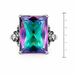 Anello colorato a forma quadrata, design in stile arcobaleno, gioielli da indossare tutti i giorni per le donne - Product Image 5